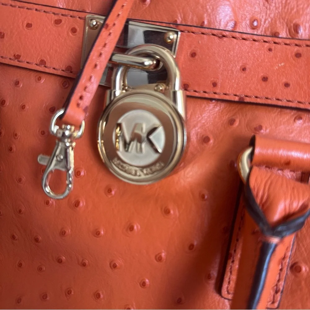 NWOT Michael Kors Orange Ostrage Embossed Leather Shoulder Bag with Gold Accents